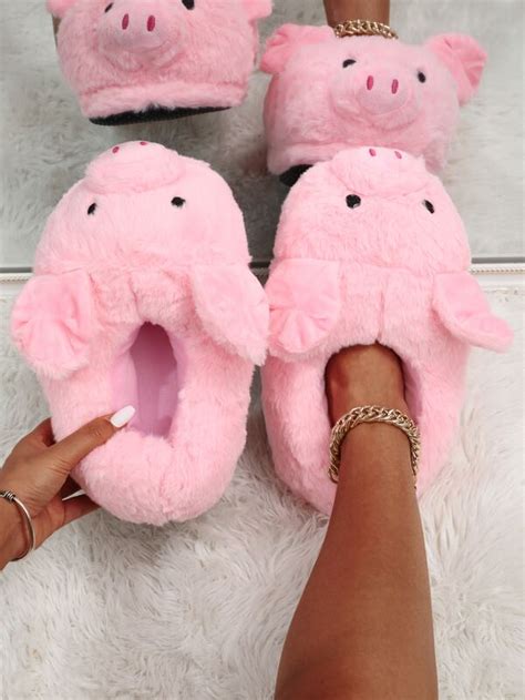 Women Cartoon Design Fuzzy Novelty Slippers Preppy Indoor Home Slippers Shein Usa