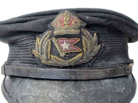 White Star Line Titanic Officers Cap Silver Co Aged