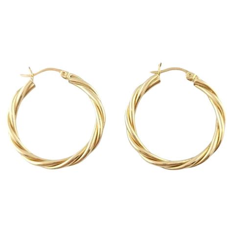 14k Yellow Gold Oval Twisted Hoop Earrings 17801 For Sale At 1stdibs