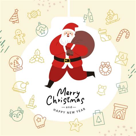 Merry December Christmas background with Santa Claus vector ...