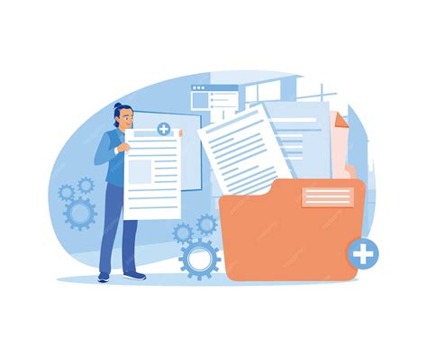 premium vector man holding file save files  main folders storage