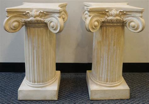 Bid Now Pair Of Plaster Corinthian Form Column Pedestals H 29 In 73