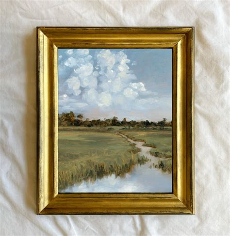 Marsh Painting Print Coastal Art Landscape Oil Painting Print Blue