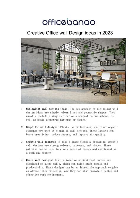 Creative Office Wall Design Ideas for Modern Workspaces by officebanaoo ...