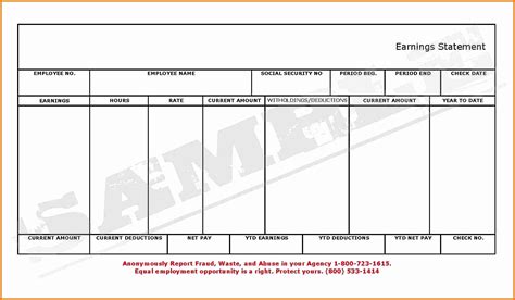 Free Blank Check Stub Template Printables