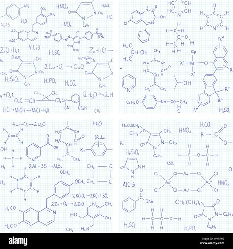 Collection Of Seamless Vector Backgrounds With Chemistry Formulas And