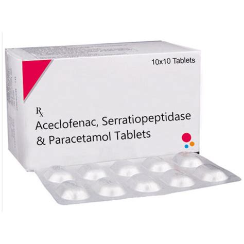 Aceclofenac Serratiopeptidase And Paracetamol Tablets Age Group Adult