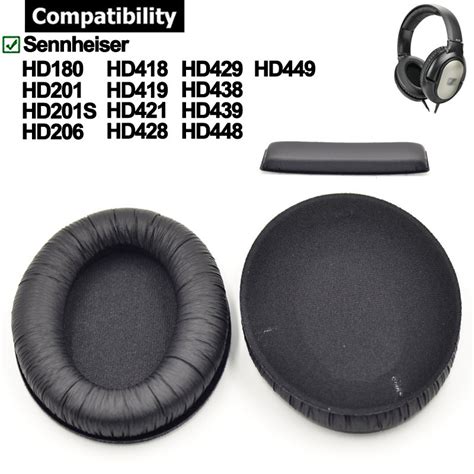 แผ่นฟองน้ําครอบหูฟัง สําหรับ Sennheiser HD180 HD201 HD201S HD206 HD418 ...