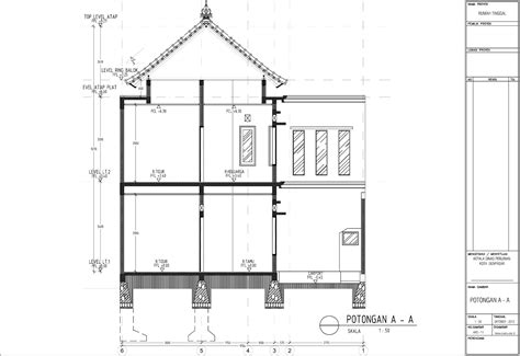 gambar denah tampak potongan rumah  lantai denah