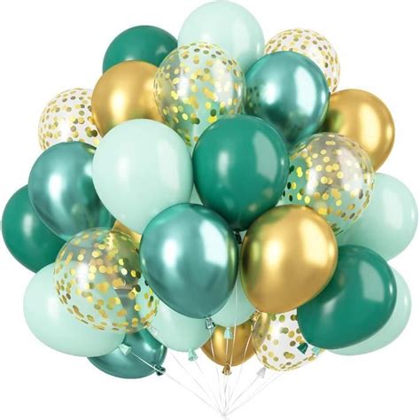 Ballon Vert Or 50Pcs 12 Pouces Ballons En Latex Doré Métallisé Vert