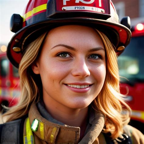 Premium Photo Woman Firefighter Smiling Confident And Professional