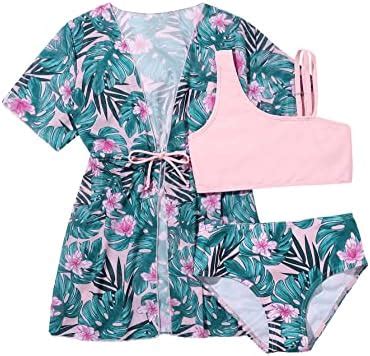 Amazon Verdusa Girl S 3 Piece Tropical Print Swimsuit Bikini Sets