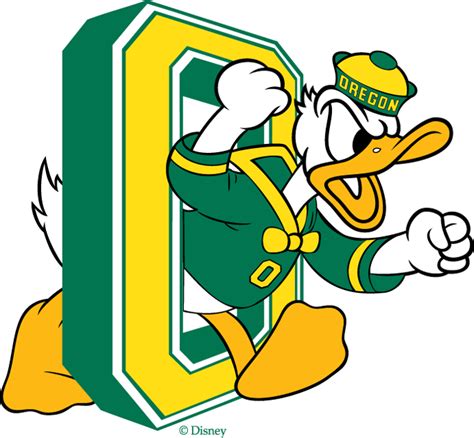 Oregon Ducks Alternate Logo 1994 Donald Duck Pumping His Fists Inside A Large Eight Sided