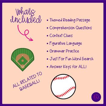 Reading Comprehension NO PREP Printables Baseball Passage TPT