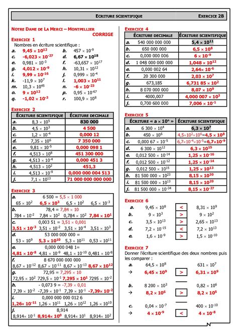 Notation Scientifique Corrig S D Exercices Alloschool