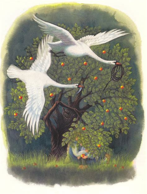 The Magic Swan Geese Illustration By M Belyaeva From A Collection Of