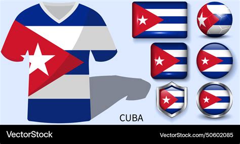 Cuba flag collection football jerseys Royalty Free Vector