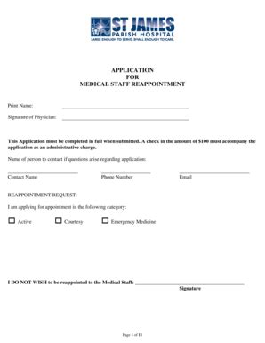 Fillable Online Sjph Application For Medical Staff Reappointment Sjph