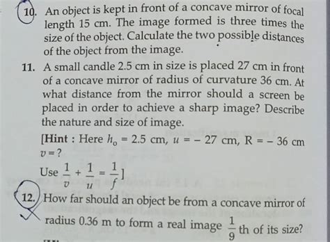 An Object Is Kept In Front Of A Concave Mirror Of Focal Length Cm