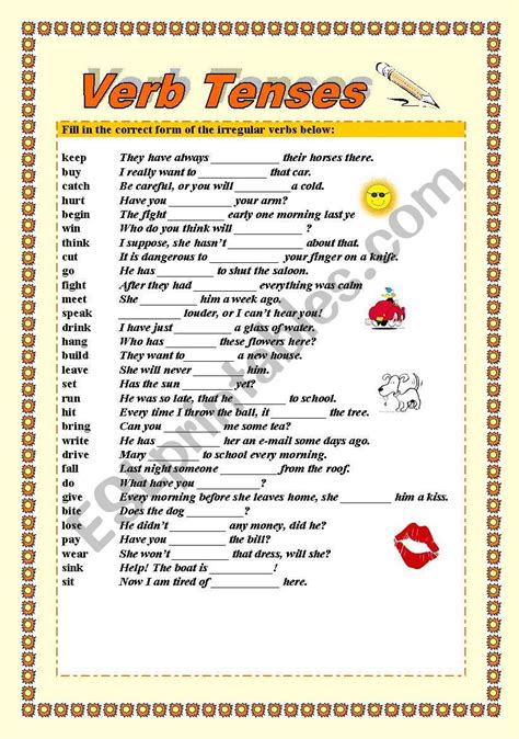 Verb Tenses Esl Worksheet By Mrs Matilda Hot Sex Picture