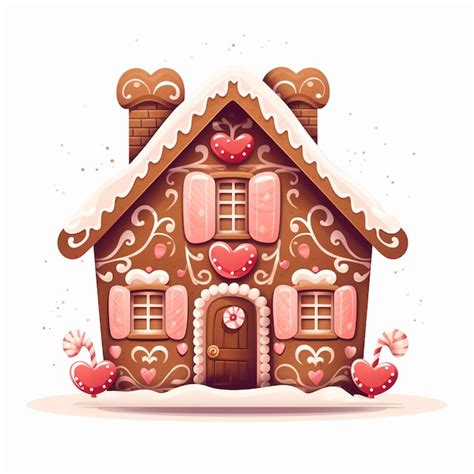 Premium AI Image Cute Christmas Gingerbread House Simple Illustration Png