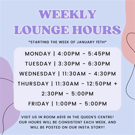 Weekly Off-Campus Community Lounge Hours | Student Experience Office