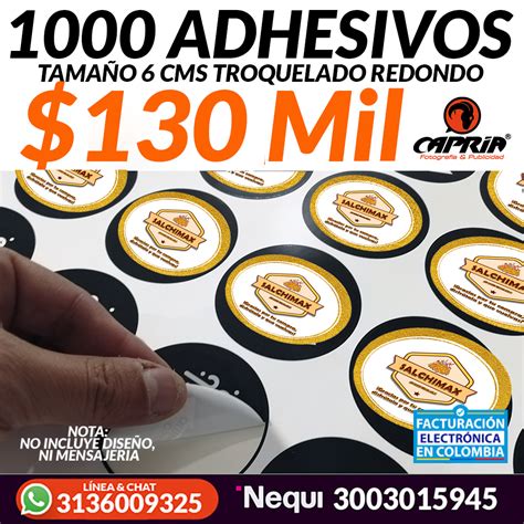 1000 ADHESIVOS REDONDOS 6 CMS CAPRIA FOTOGRAFIA Y PUBLICIDAD