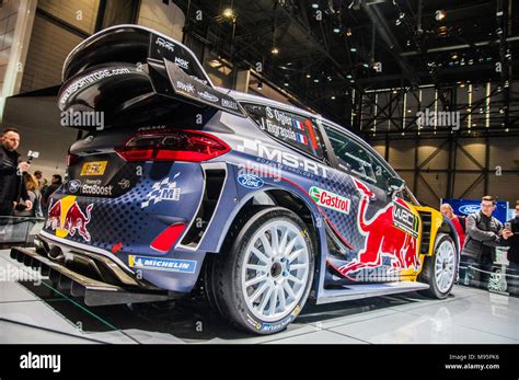 Geneva Switzerland March 17 2018 Ford Fiesta Wrc Ogier Superfast