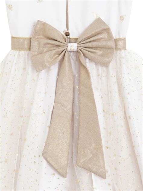 Robe Cérémonie Fille Lin Blanc Or Tulle à Paillettes Hepburn La Faute