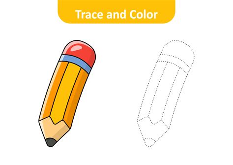 Trace and color for kids, pencil vector 3053330 Vector Art at Vecteezy