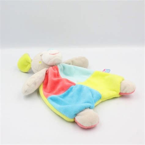 Doudou Plat Chien Gris Bleu Vert Rouge Sucre D Orge