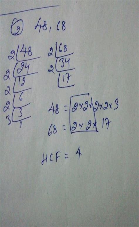 Find The Hcf Using The Prime Factorisation Methodn Sum Check It