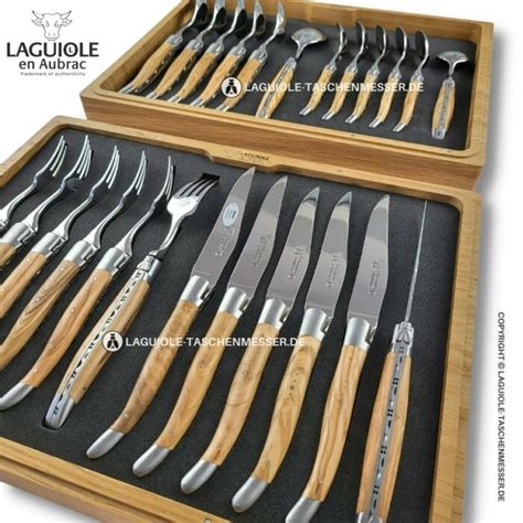 Laguiole En Aubrac Besteck Set Olivenholz Teilig