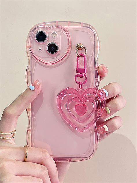 Capa De Celular Rosa Transparente Com Cordinha Iphone Cases Kawaii