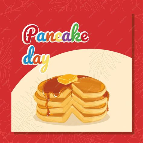 Premium Vector Colored Happy Pancake Day Background Vector Illustration