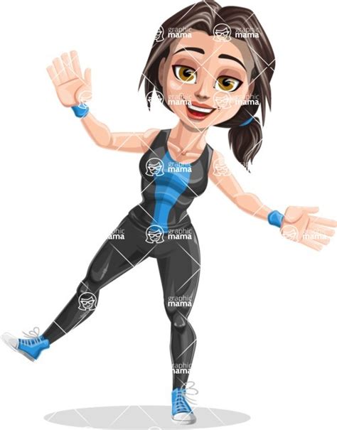 Cute Fitness Woman Cartoon Vector Character Aka Marina Wave Graphicmama