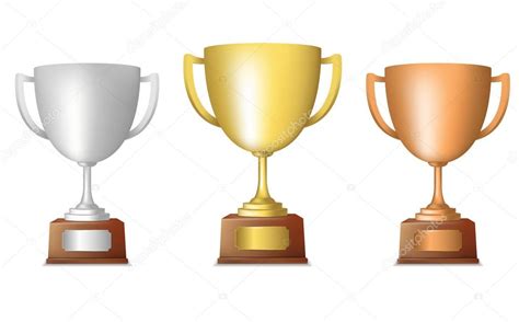 Golden Silver Bronze Trophy Set Stock Vector Image By ©macrovector