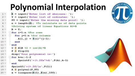 Polynomial Interpolation With Matlab Code Youtube