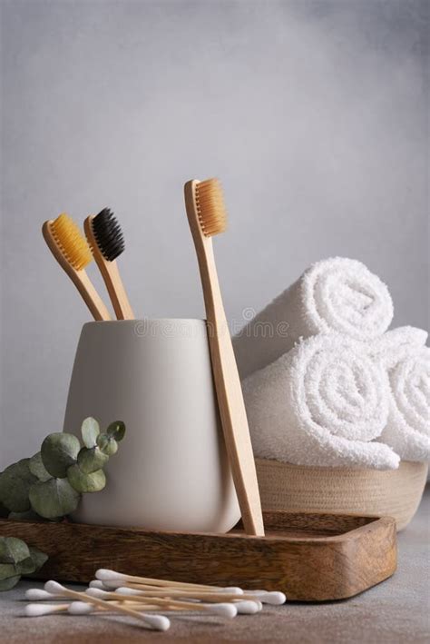 Eco Friendly Bamboo Toothbrush And Towels Stock Photo Image Of