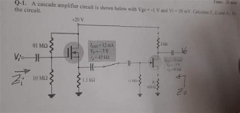 Solved A cascade amplifier circuit is shown below with | Chegg.com