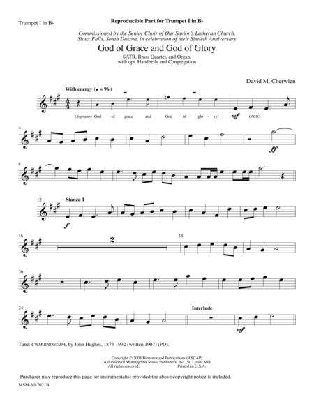 God Of Grace And God Of Glory Downloadable Instrumental Parts Choir