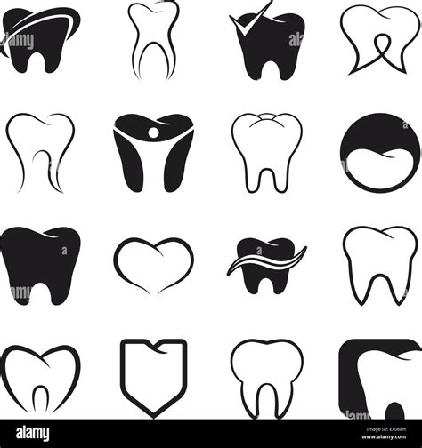 Tooth Teeth Vector Icons Set Stock Vector Art Illustration Vector