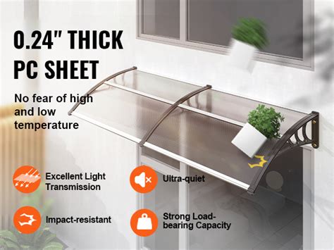 Vevor X Window Door Awning Canopy Upf Polycarbonate Entry