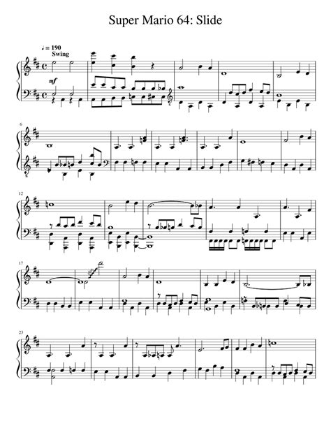 Super Mario 64 Slide Sheet Music For Piano Download Free In Pdf Or Midi