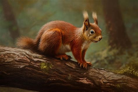 Premium AI Image | A painting of a red squirrel on a branch