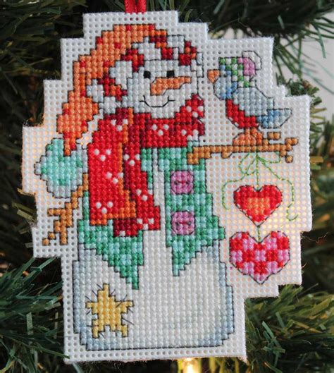 Cross Stitch Christmas Ornament Snowman with by IttyBrittyNeedle