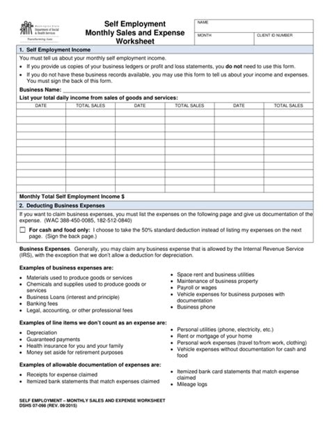 Dshs Form 07 098 Fill Out Sign Online And Download Printable Pdf Washington Templateroller