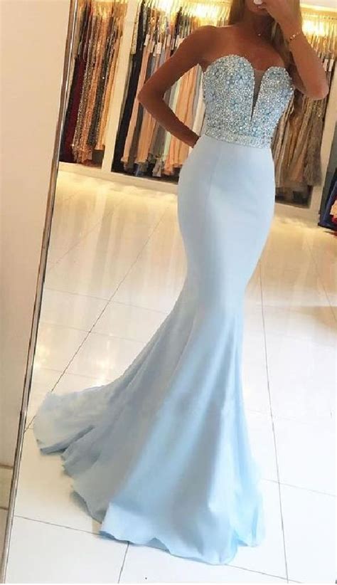 White Strapless Mermaid Beading Prom Dresses V Neckline Evening Dresses