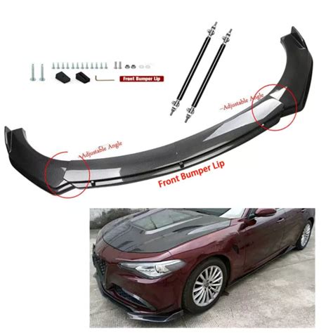 FRONT BUMPER LIP Spoiler For Alfa Romeo Giulia Splitter Strut Rods