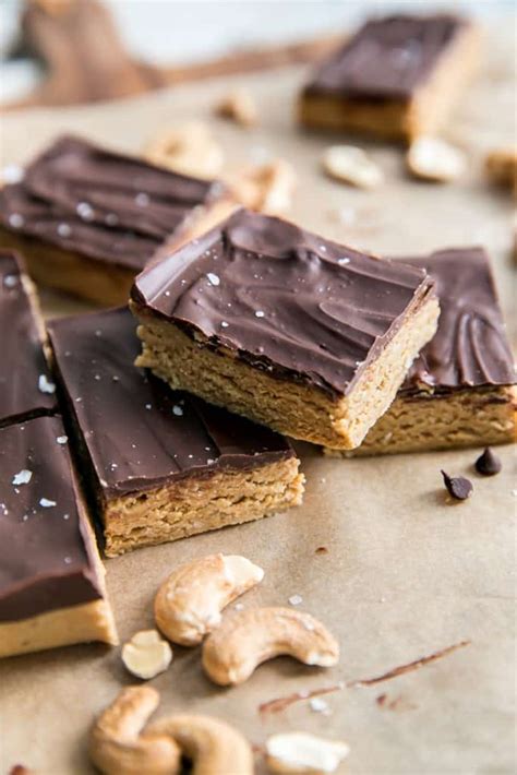 No Bake Chocolate Cashew Butter Bars Fit Mitten Kitchen